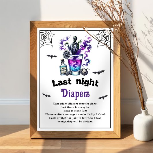 Halloween "Last Night Diapers" Baby shower spel Poster