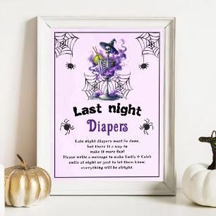 Halloween "Last Night Diapers" Baby shower spel Poster