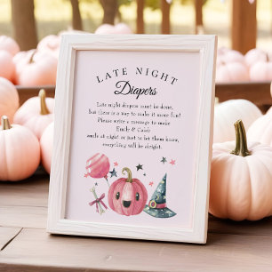 Halloween "late nacht diapers" Baby shower Game Poster