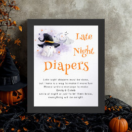 Halloween 'Late Night Luiers' Baby shower spel Poster