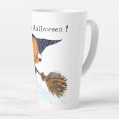 Halloween Latte Mug Sorcière Citrouille Voler Broo (Angle droit)