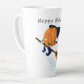 Halloween Latte Mug Sorcière Citrouille Voler Broo (Angle gauche)