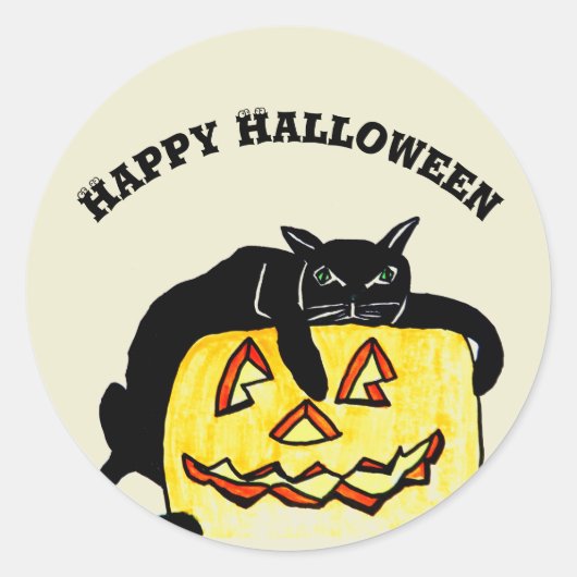 HALLOWEEN LAZY BLACK CAT autocollants (Devant)