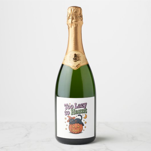 Halloween Lazy Ghost Sparkling Wijnetiket (Voorkant)