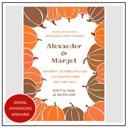 Halloween le genre révèle les invitations Citrouil