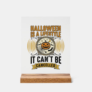 Halloween Leefstijl Vintage Pompoen Typografie Des Acryl Bord