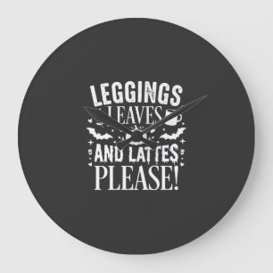 Halloween Leggings Bladeren en Lattes Fall Coffee Grote Klok