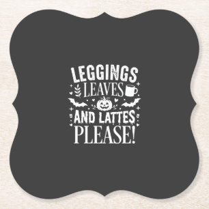 Halloween Leggings Bladeren en Lattes Fall Coffee Kartonnen Onderzetters