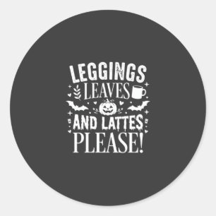 Halloween Leggings Bladeren en Lattes Fall Coffee Ronde Sticker