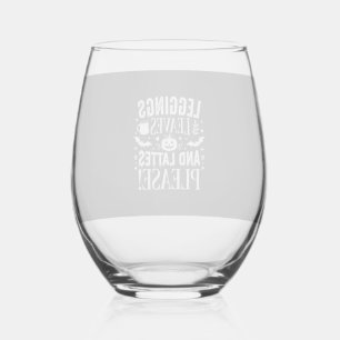 Halloween Leggings Bladeren en Lattes Fall Coffee Wijnglas Zonder Voet
