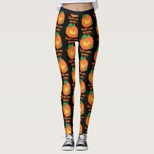 Halloween Leggings Custom Laughing Citrouille (Devant)