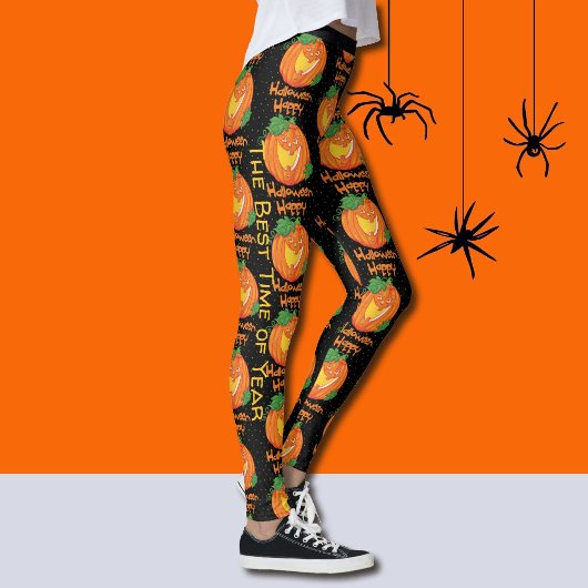 Halloween Leggings Custom Laughing Citrouille