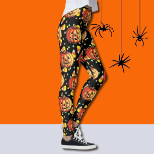 Halloween Leggings Jack-O-Lantern Oranje pompoenen