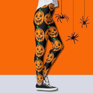 Halloween Leggings Jack-O-Lantern Oranje pompoenen