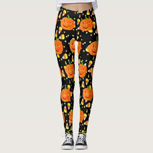 Halloween Leggings Jack-O-Lanterns Orange Citrouil (Devant)
