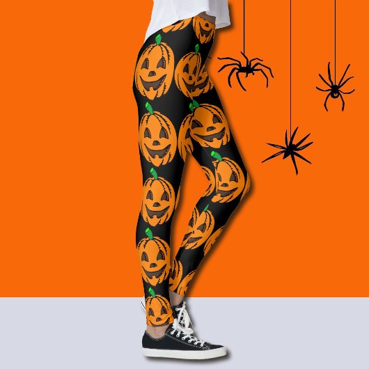 Halloween Leggings Jack-O-Lanterns Orange Citrouil