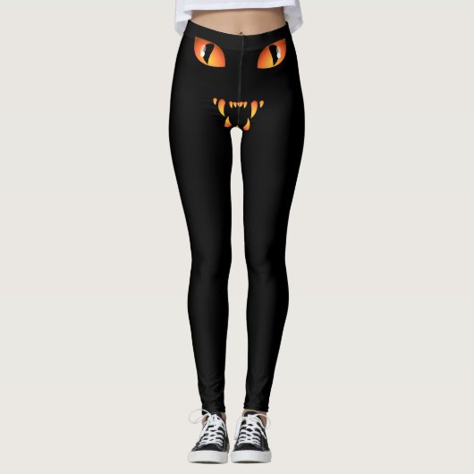 Halloween Leggings Spooky Black Cat Leggings (Voorkant)