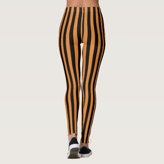 Halloween Leggings Stripe Orange Black Citrouille (Dos)