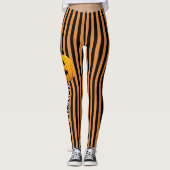 Halloween Leggings Stripe Orange Black Citrouille (Devant)