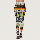 Halloween Leggings - Stripes de crânes, araignées (Dos)