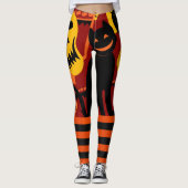 Halloween Leggings Zwarte Cat pompoenbroek (Voorkant)