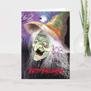 Halloween, lelijk, eng, heks kaart