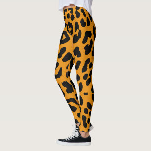 Halloween Leopard Print Zwart & Sinaasappel Leggings