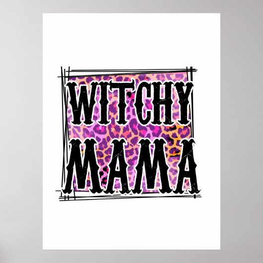 Halloween Leopard Witchy Mama Birthday Poster (Voorkant)