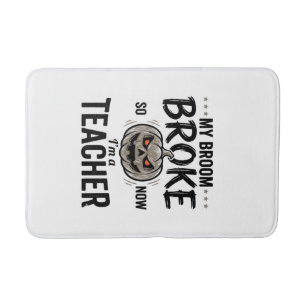Halloween Leraar Bezem Gebroken Vintage Pompoen De Badmat