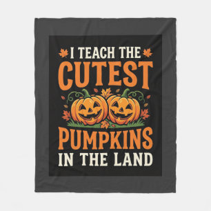 Halloween Leraar Cute Pompoenen Ontwerp_1 Fleece Deken