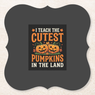 Halloween Leraar Cute Pompoenen Ontwerp_1 Kartonnen Onderzetters