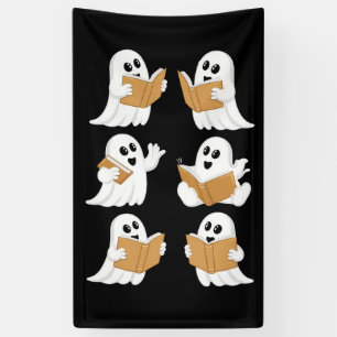 Halloween Leraar Geest Leest Boeken Bibliothecaris Spandoek