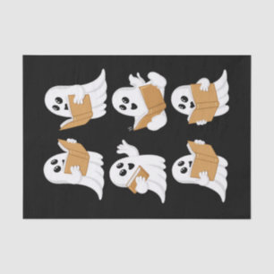 Halloween leraar geest lezen boeken bibliothecaris tissuepapier