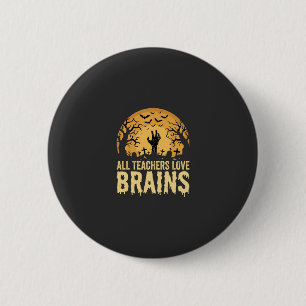 Halloween Leraar Hersenen Ronde Button 5,7 Cm