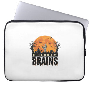 Halloween Leraar Hersenen Vintage Vector Design_1 Laptop Sleeve