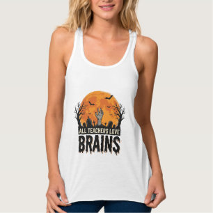 Halloween Leraar Hersenen Vintage Vector Ontwerp_1 Tanktop