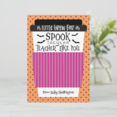 Halloween Leraar Koffie Cadeau Kaart Houder (Staand voorkant)