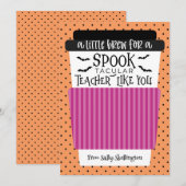 Halloween Leraar Koffie Cadeau Kaart Houder (Voorkant / Achterkant)