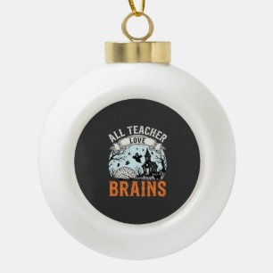 Halloween Leraar Liefde Hersenen Spookklas Keramische Bal Ornament