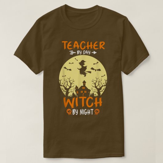 Halloween leraar per dag heks per nacht touchpomp t-shirt (Design voorkant)