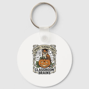 Halloween Leraar Pompoen Uil Vintage School Shirt Sleutelhanger
