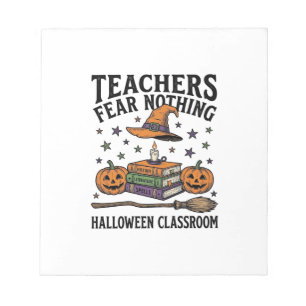 Halloween Leraar Shirt Met Hekserige Boeken_1 Notitieblok