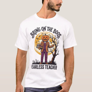 Halloween Leraar Shirt Vintage Gravure Pompoen 