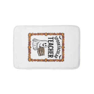 Halloween Leraar Spooktacular Geest Boeken Vintage Badmat