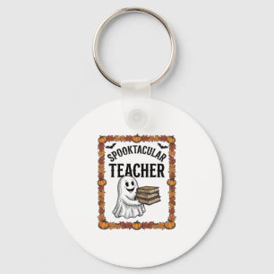 Halloween Leraar Spooktacular Geest Boeken Vintage Sleutelhanger