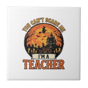 Halloween Leraar Vintage Grappig Spooky School Des Tegeltje