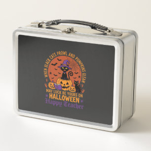 Halloween Leraar Zwarte Kat Pompoen Geluk