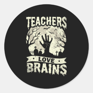 halloween leraren houden van brainzombie - school ronde sticker