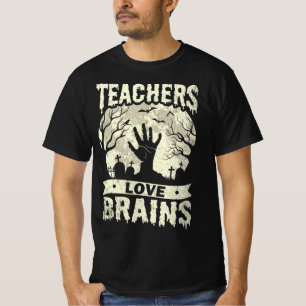 halloween leraren houden van brainzombie - school t-shirt