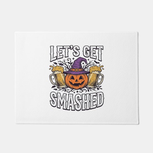 Halloween Let's Get Smashed Pompoen Bier Deurmat (Voorkant)